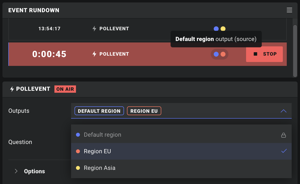 Event outputs in Cockpit