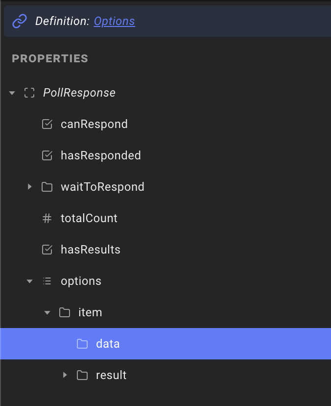 The event data is merged with the response data